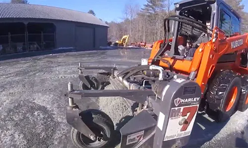 Use a Skid Steer and Harley Rake to Grind Ice Pack