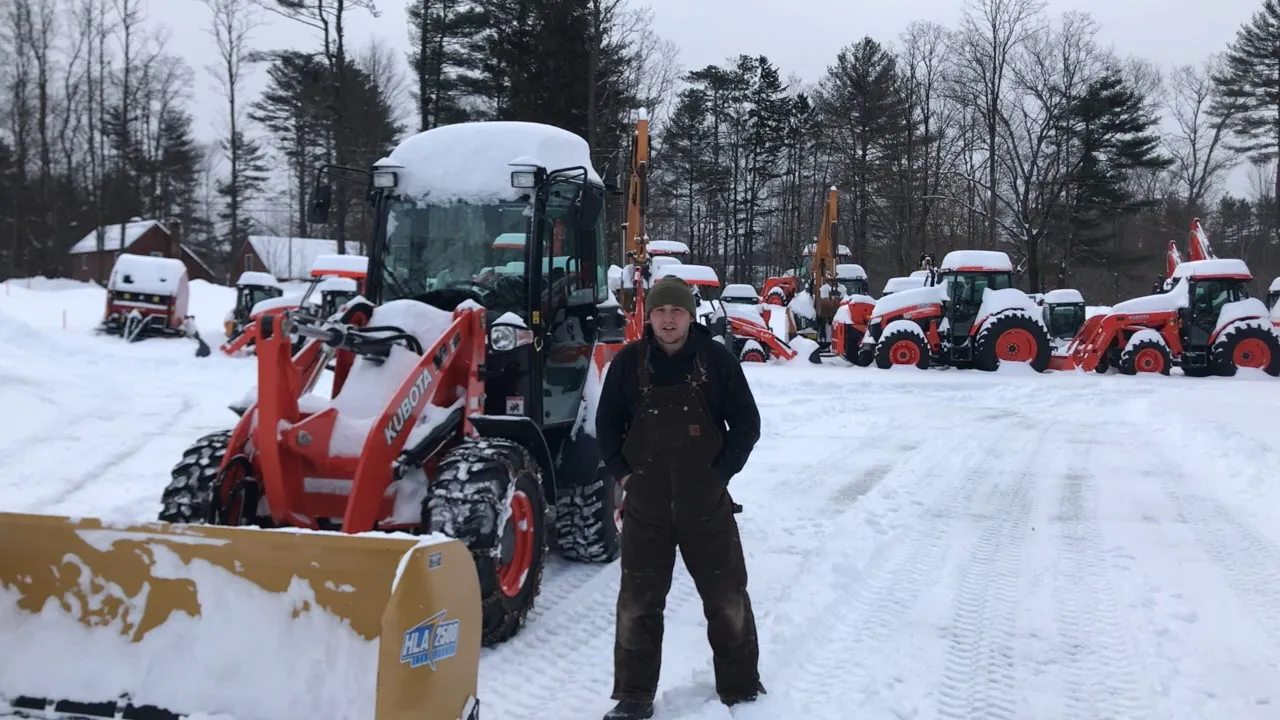 Watch the Kubota R530 Wheel Loader Push Snow